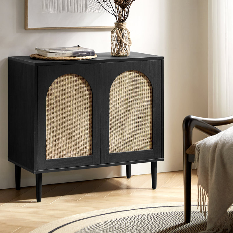 2 - Door Rectangle Accent Cabinet, Black