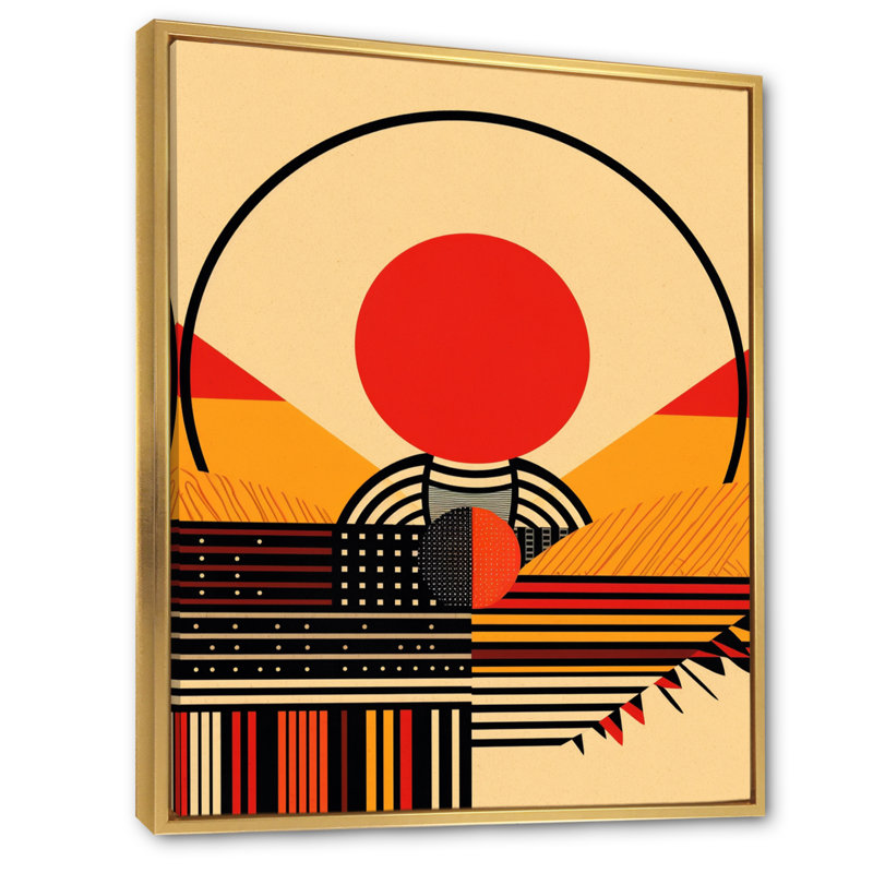 Beinteinn Red Bold Sunset II - impression, H 44 po x l 34 po, Cadre flottant doré