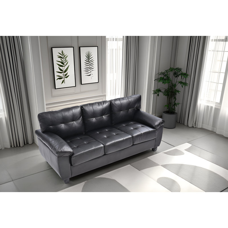 Rimouski Faux Leather Sofa, Black