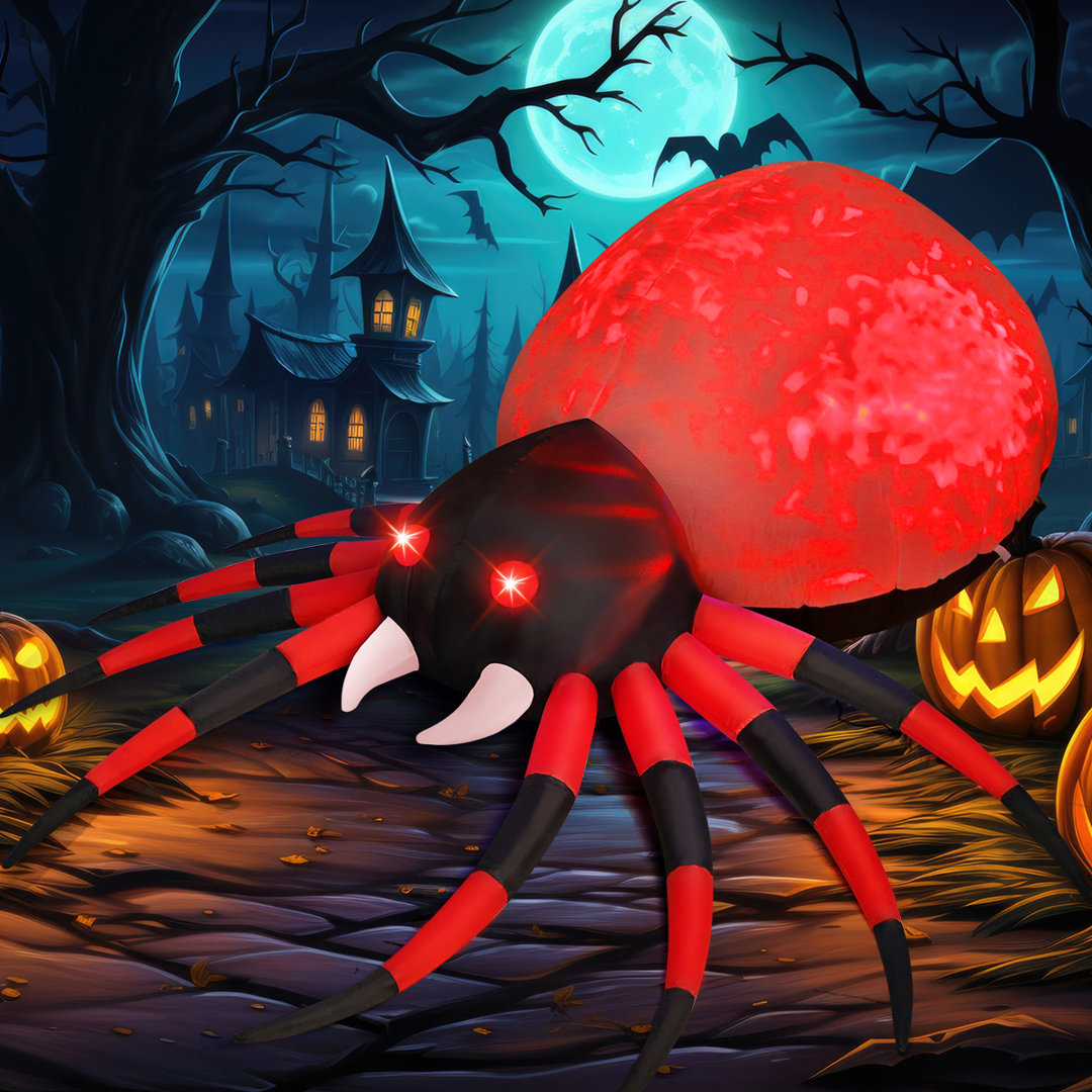 Halloween Inflatable Halloween Spider Inflatable Blow Up Spider with LED Lights The Holiday Aisle® 