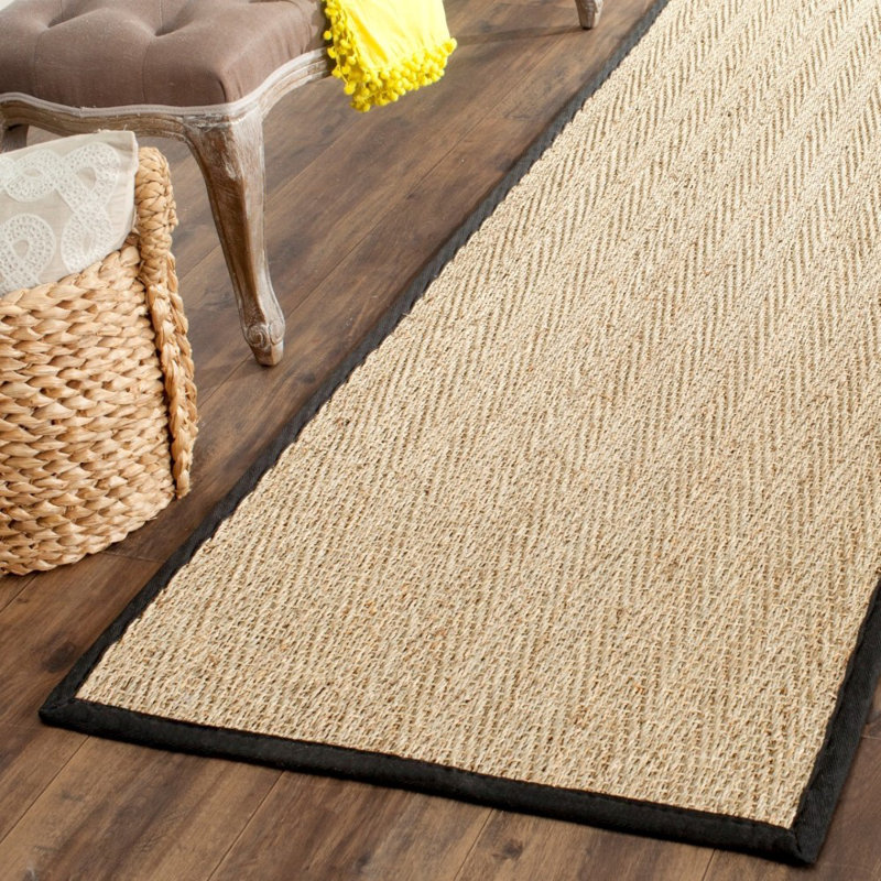 Hervey Bay Natural/Black Area Rug, Runner 2'6" x 18'
