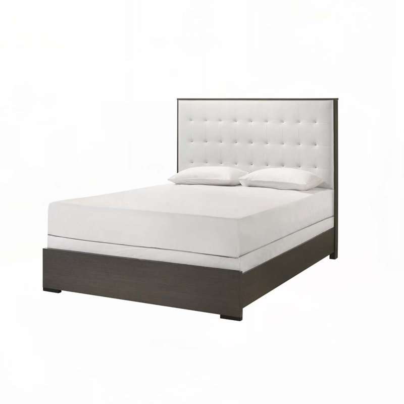 Lit à panneau tapissier en tissu avec tête de lit, Double