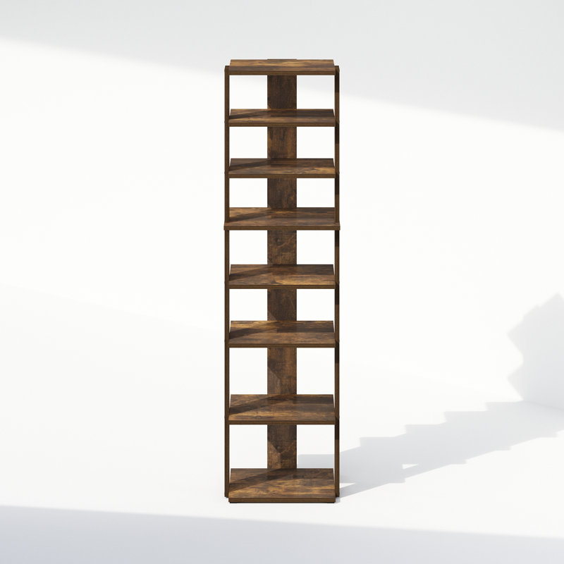 Tablette d'angle autoportante verticale Macalester, Bois de pin ambré, (8 tablettes) H 46,7 po x l 12,6 po x P 12,1 po