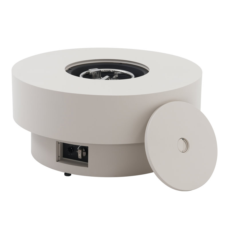 Foyer de table rond en acier Oout Porte, Beige