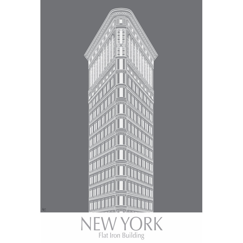 New York Flat Iron Building Monochrome by Fab Funky - Wrapped Canvas Print, 76cm H x 51cm W