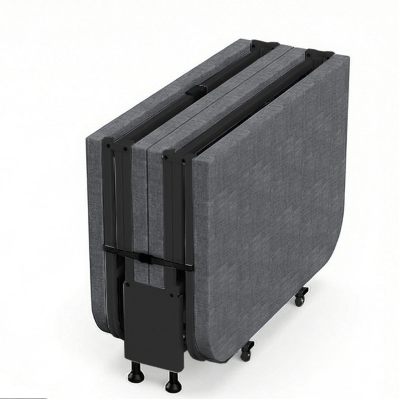 24" Wide Folding Bed With Memory Foam Mattress & 8 Lockable Casters, Dark Gray, Extra-Long Twin