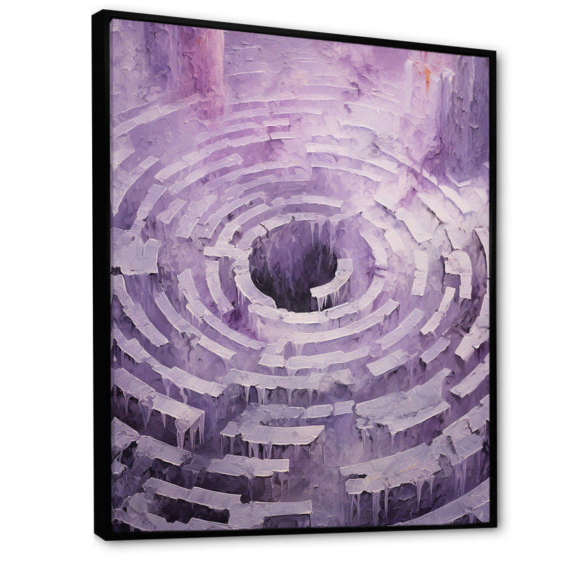 Lyrical Labyrinth Purple Dream - Abstract Spirals, impression sur toile_106105, Cadre flottant noir