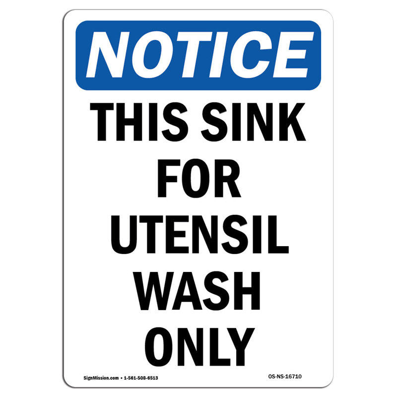 Remarquez le panneau «Sink for Utensil Wash Only»
