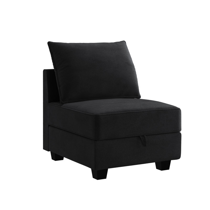 Pashko Velvet Slipper Chair, Black Velvet