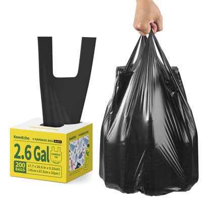 Keenecho Small Trash Bags With Handles 200 Count - Ocean Plastic Upcycling - Plastic Garbage Bags, Can Bin & Waste Basket Liner For Kitchen, Bathroom, Office And Pets