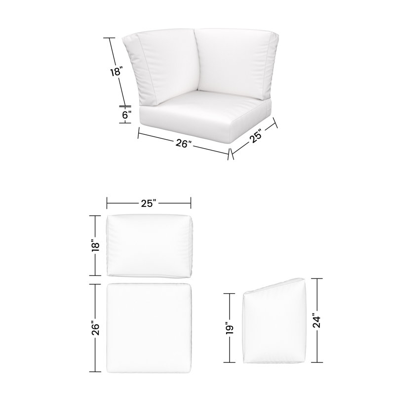 Sunbrella® Outdoor Corner Chair Cushions, Cast Shale
