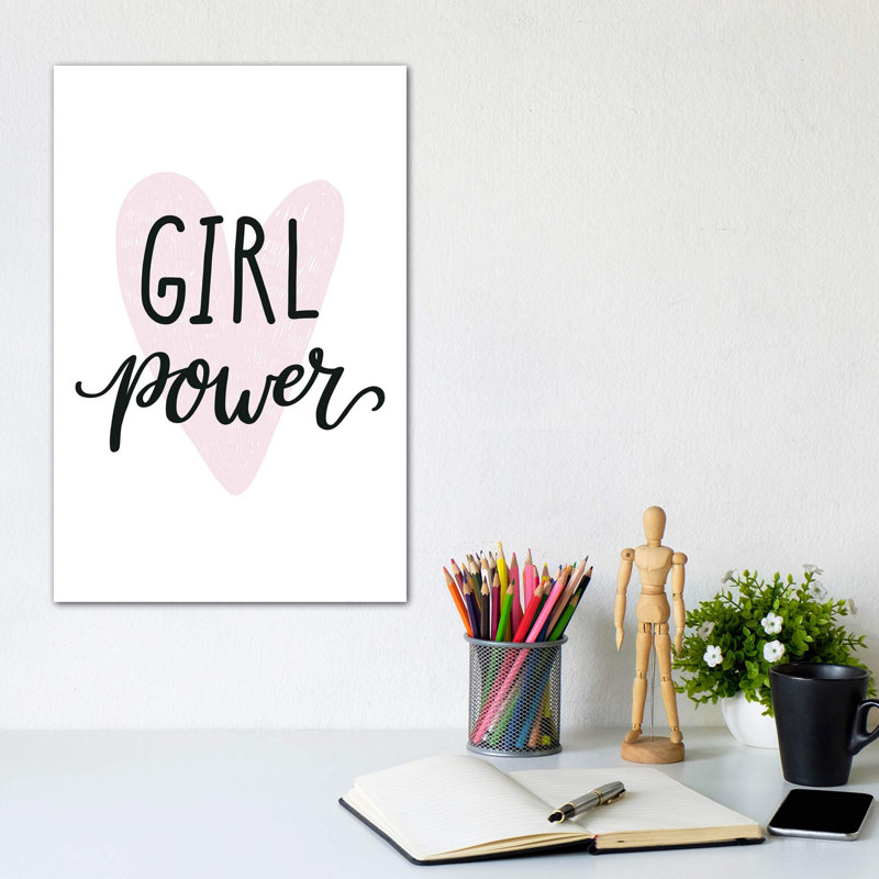 Girl Power - impression d'art textuel, H 12 po x l 8 po x P 0,75 po, Toile tendue, Pas de tapis