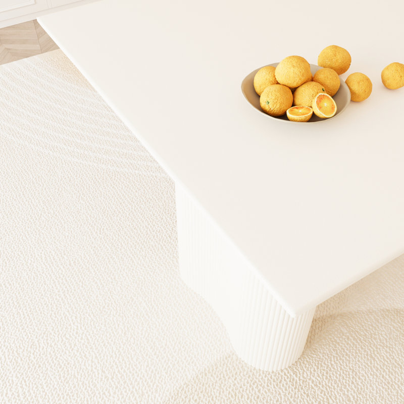 Table de salle à manger de style crème 63 po avec 4 chaises polyvalentes en polyuréthane, coussin épais et confortable, facile à assembler et idéale pour un usage domestique