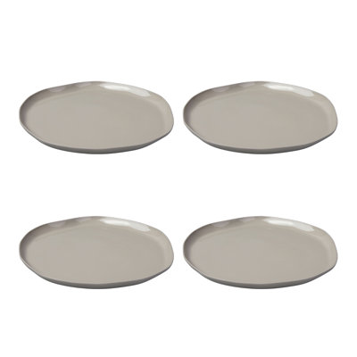 Tam Stoneware Flat Dinner Plate, Sterling, Set of 4