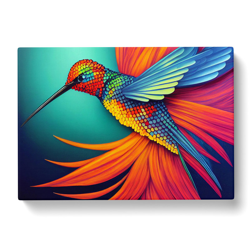 Exotic Hummingbird Abstract - Wrapped Canvas, 35cm H x 50cm W x 3cm D