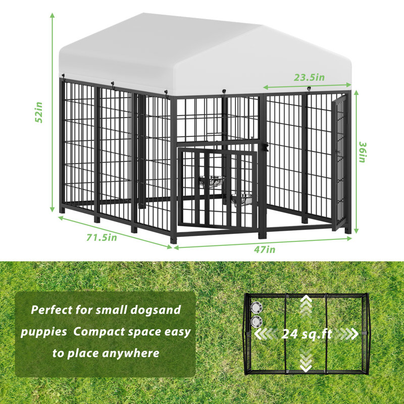 4 ft. x 6 ft. x 4.25 ft. Outdoor Dog Kennel and Exercise Pen with Waterproof Canopy, 51.18" H x 47.24" W x 70.87" D