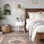 Round Side Table with Drawer, Wooden Legs Modern Nightstand for Bedroom Living Room