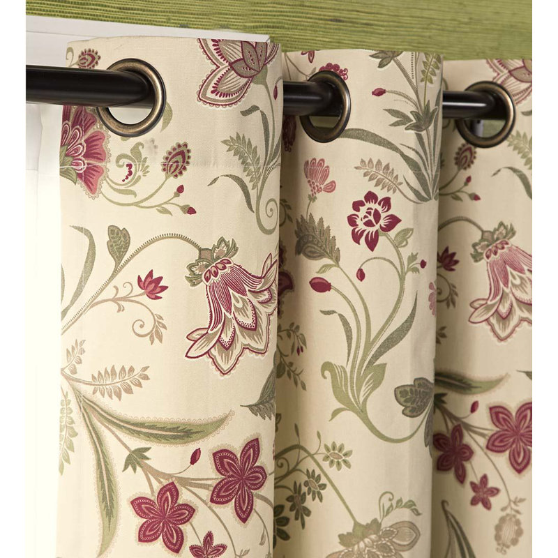 Room Darkening Curtain, 40" W x 72" L, Beige/Burgundy