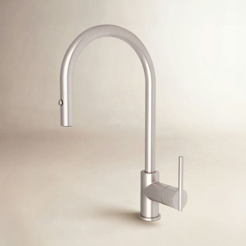 Pirellone Pull-Down Single Handle Kitchen Faucet, Satin Nickel
