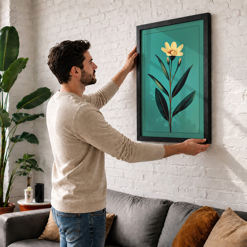 Golden Bloom Botanical - Framed Print, A3 - 42.0 x 29.7 cm, Unframed