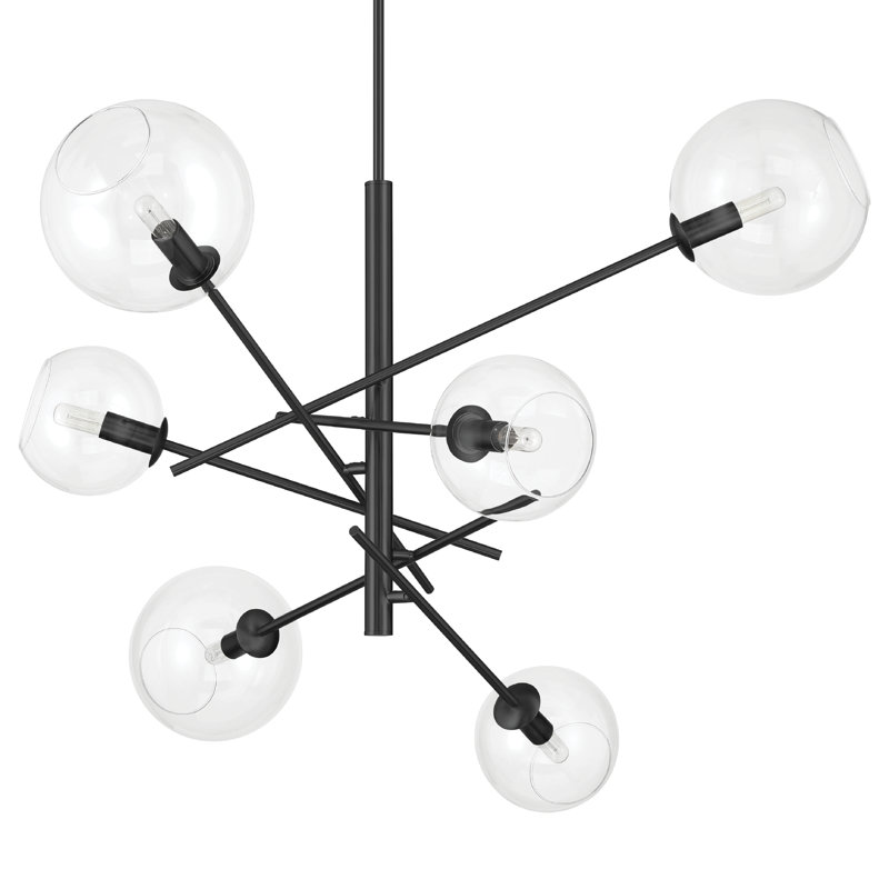 Hunter Farling 6 Light Chandelier Ceiling Light Fixture, Matte Black