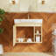 Meuble-lavabo mural simple vasque de 69 cm (27,2 po) avec dessus en céramique-133699739
