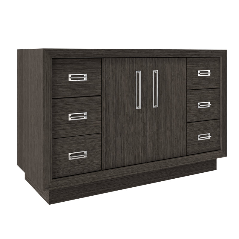 Avalon Single Extra Wide Bath Vanity, Gray Weathered, Polished Chrome, 54"