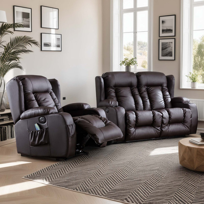 Electric Reclining Living Room Sets, Brown