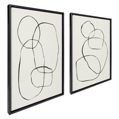 871 Modern Circles and 869 Going in Circles by Teju Reval Framed Canvas Wall Art Set