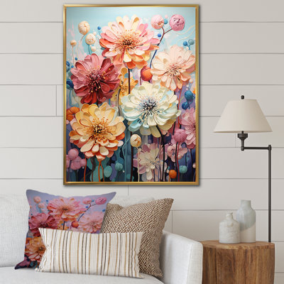 Zinnias Mute Tone Field sur impression sur toile