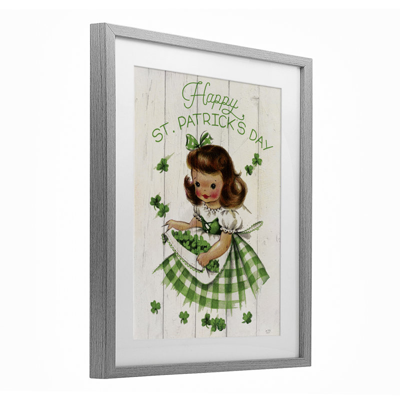 Reproduction sous verre rétro encadrée de la Saint-Patrick par Lux + Me Designs, H 16 po x l 13 po, Cadre de ferme gris