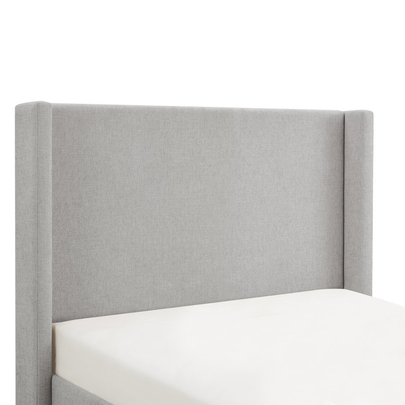 Ana Upholstered Wingback Platform Bed, Gray Canvas, California King