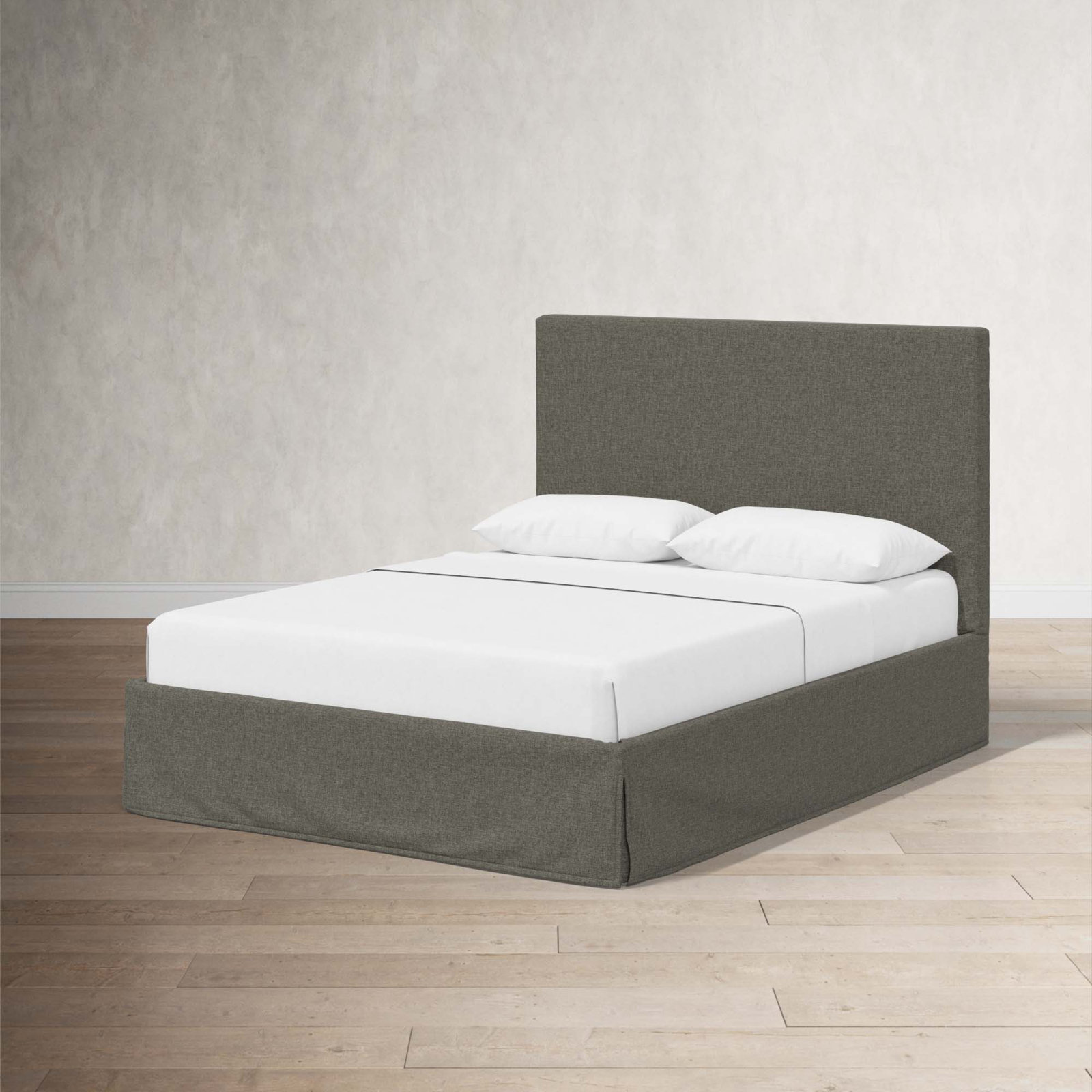 Verona Upholstered Slipcover Bed, Zuma Charcoal Textured Linen, Full