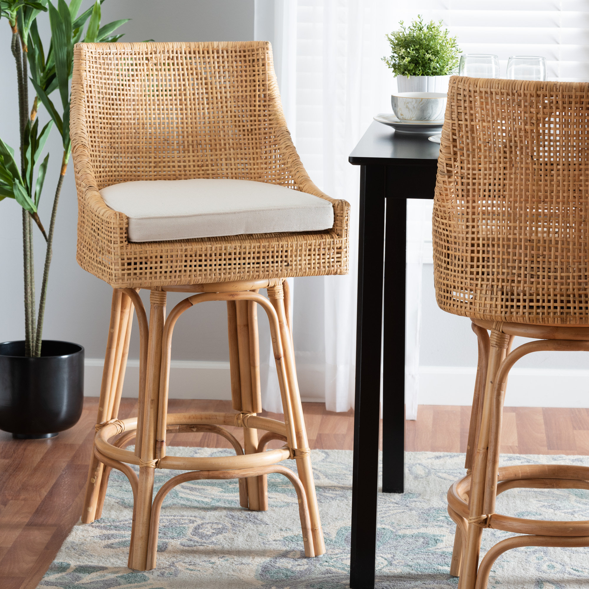 Bay Isle Home Bhagipuri 360 Swivel Rattan Counter & Bar Stool & Reviews | Wayfair