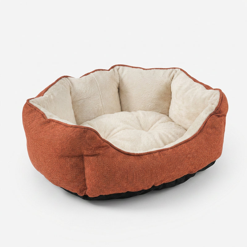 Pet Bed, 19.69" D x 23.62" W, Orange; Cream