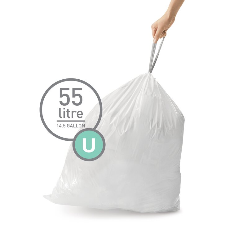 Simplehuman Code U Custom Fit Drawstring Trash Bags, 55 Liter