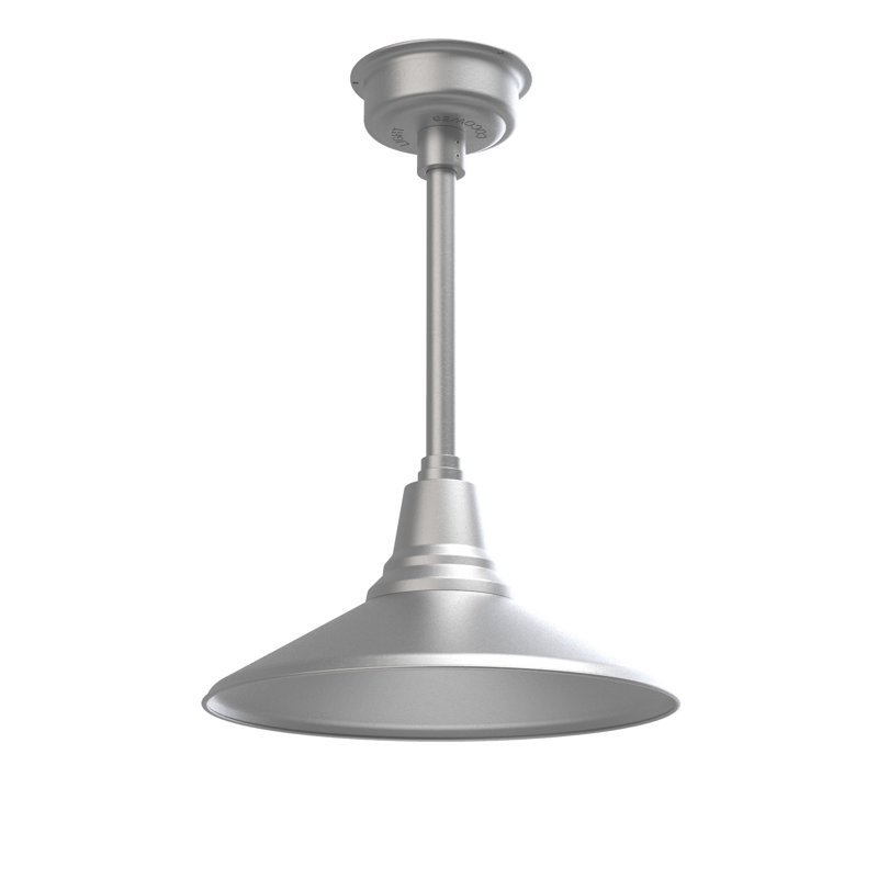 Luminaire suspendu à cône simple 1 lumière Albali, Argent galvanisé, H 48 po x l 16,25 po x P 16,25 po