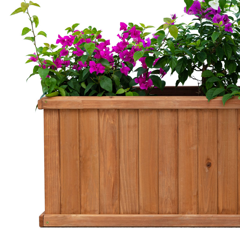 Boîte à fleurs rectangulaire en cèdre massif avec trous de drainage Barros, Brun, H 18,75 po x l 60 po x P 18,75 po