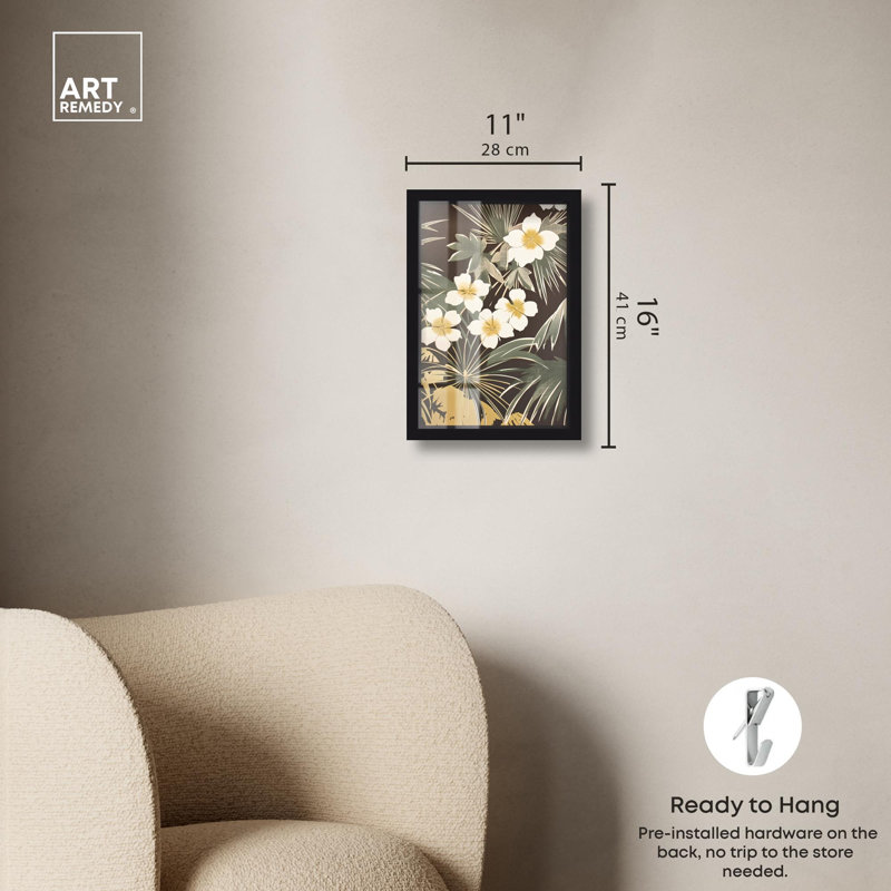 Impression de boîte-cadre décorative Jungle Noir II par Art Remedy, H 16 po x l 11 po, Black