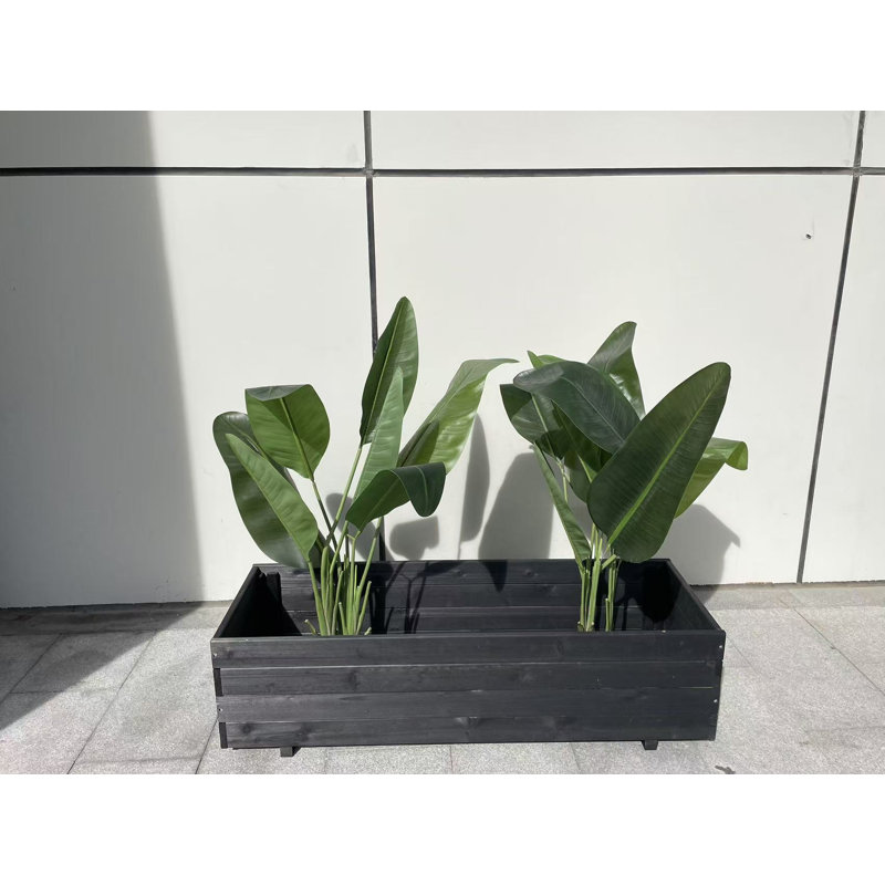 Handmade Wood Planter Box, 32cm H x 119.89cm W x 39.88cm D, Black