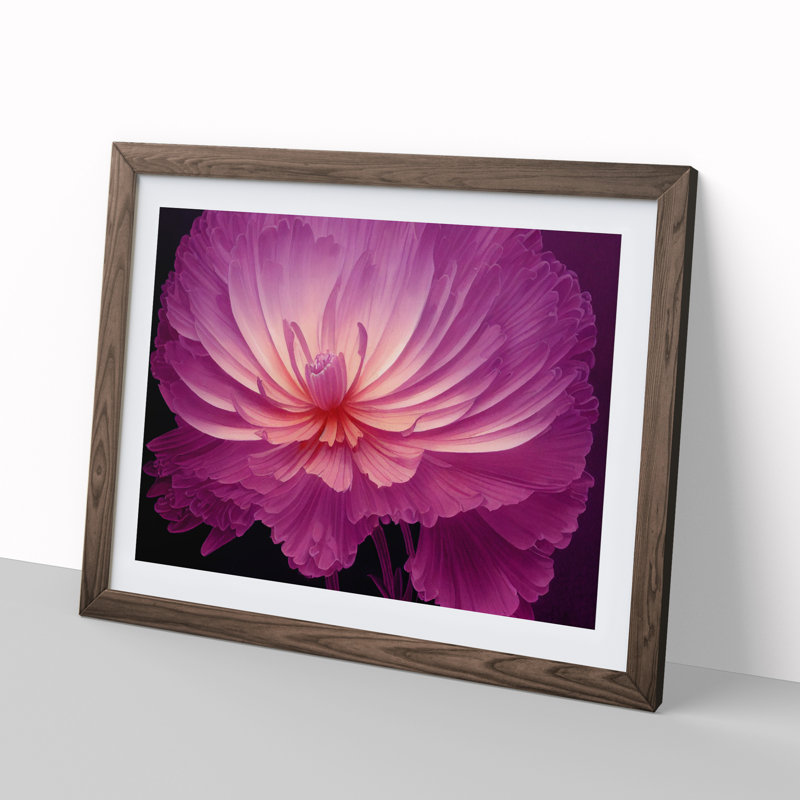 Miraculous Chrysanthemum Flower - Framed Print, 34cm H x 46cm W, Walnut Framed