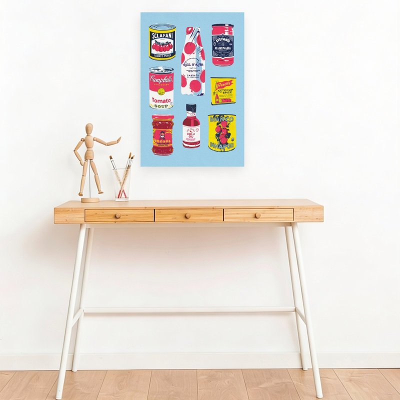 Art mural contemporain abstrait rétro, 18" H x 12" W