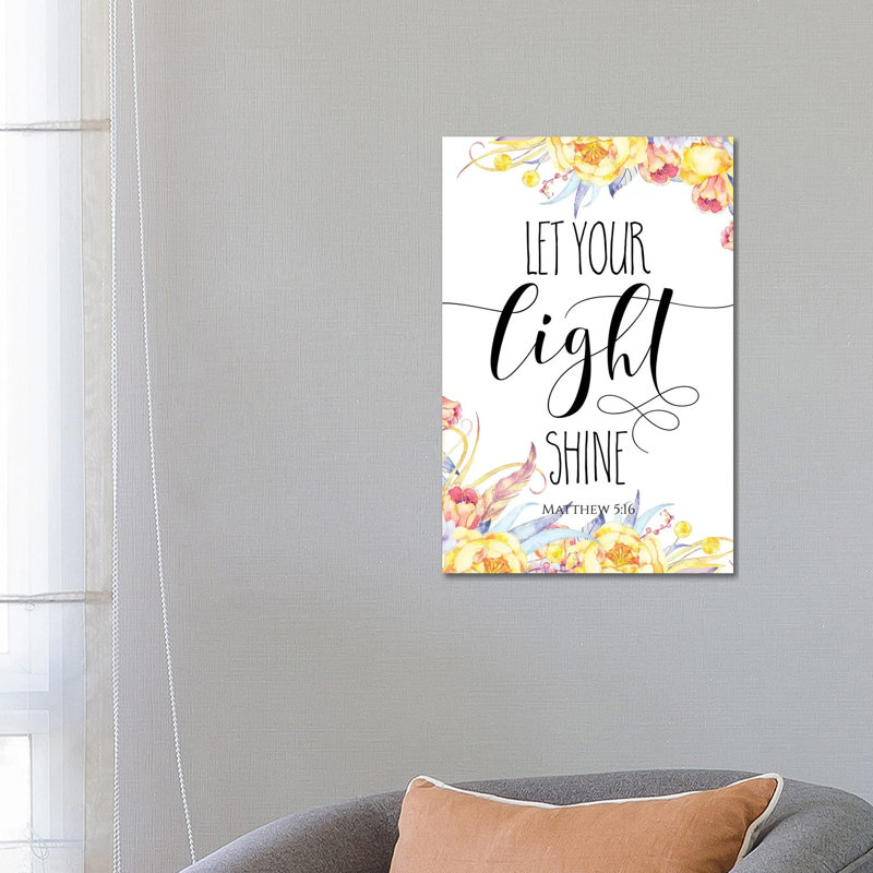 " Let Your Light Shine, Matthew 5:16 " by Eden Printables, Wrapped Canvas, No Mat, 26'' H x 18'' W x 1.5'' D