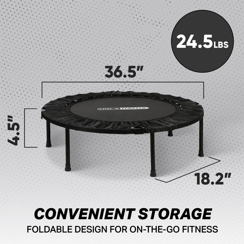 HolaHatha 48 Inch Foldable Mini Trampoline Fitness Rebounder w/Adjustable Handle