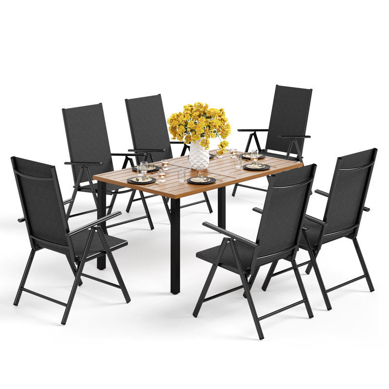 Rectangular 7 - Piece 6 - Person 152.4Cm L Outdoor Table Set, Black