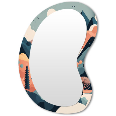 Mountain Road In The Valley - Mountains Unique Shape Decorative Wall Mirror, Traditional Freeform Mirror, Printed Metal Art