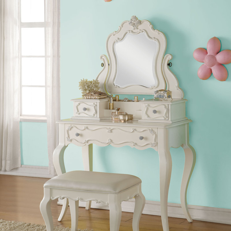 Bureau de coiffeuse avec miroir Saffold