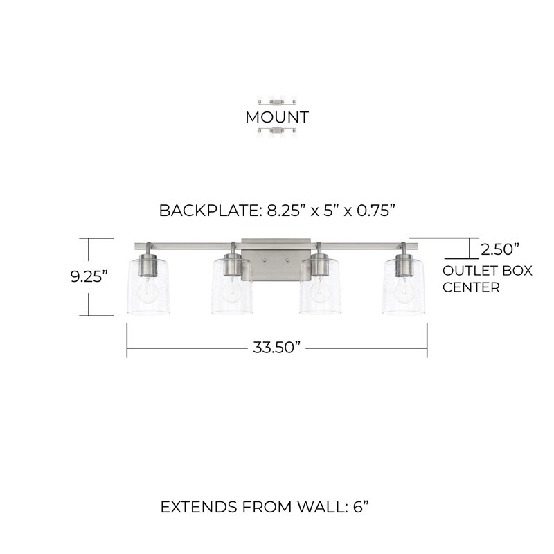 Greyson 4 - Light Dimmable Vanity Light, Brushed Nickel