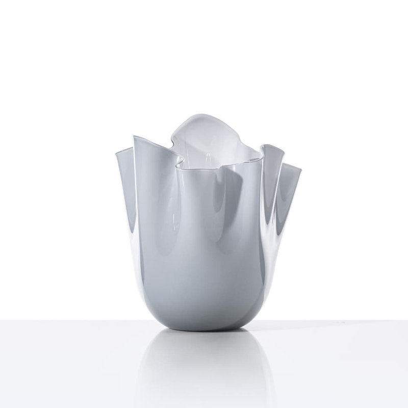 Venini Fazzoletto Vase, Gray, 5.31" H x 5.31" W x 5.31" D