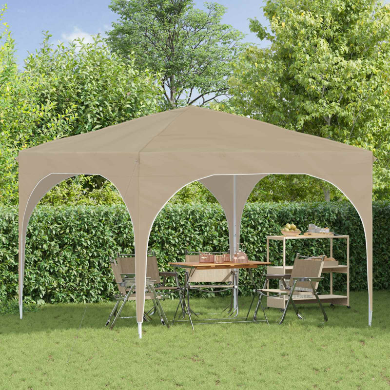vidaXL Pop-up Party Tent 210D Oxford with Silver Coating Event Canopy Outdoor, 290cm W x 290cm D, Beige